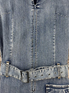 Womens Y2K Denim Belted Mini Dress