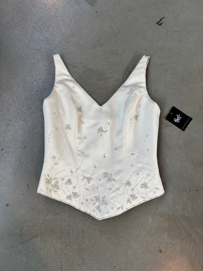 Elegant White Beaded Corset Top