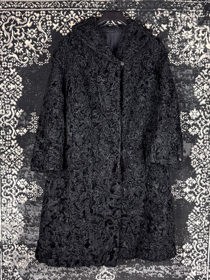 Women's Vintage Black Persian Lamb Fur Long Coat