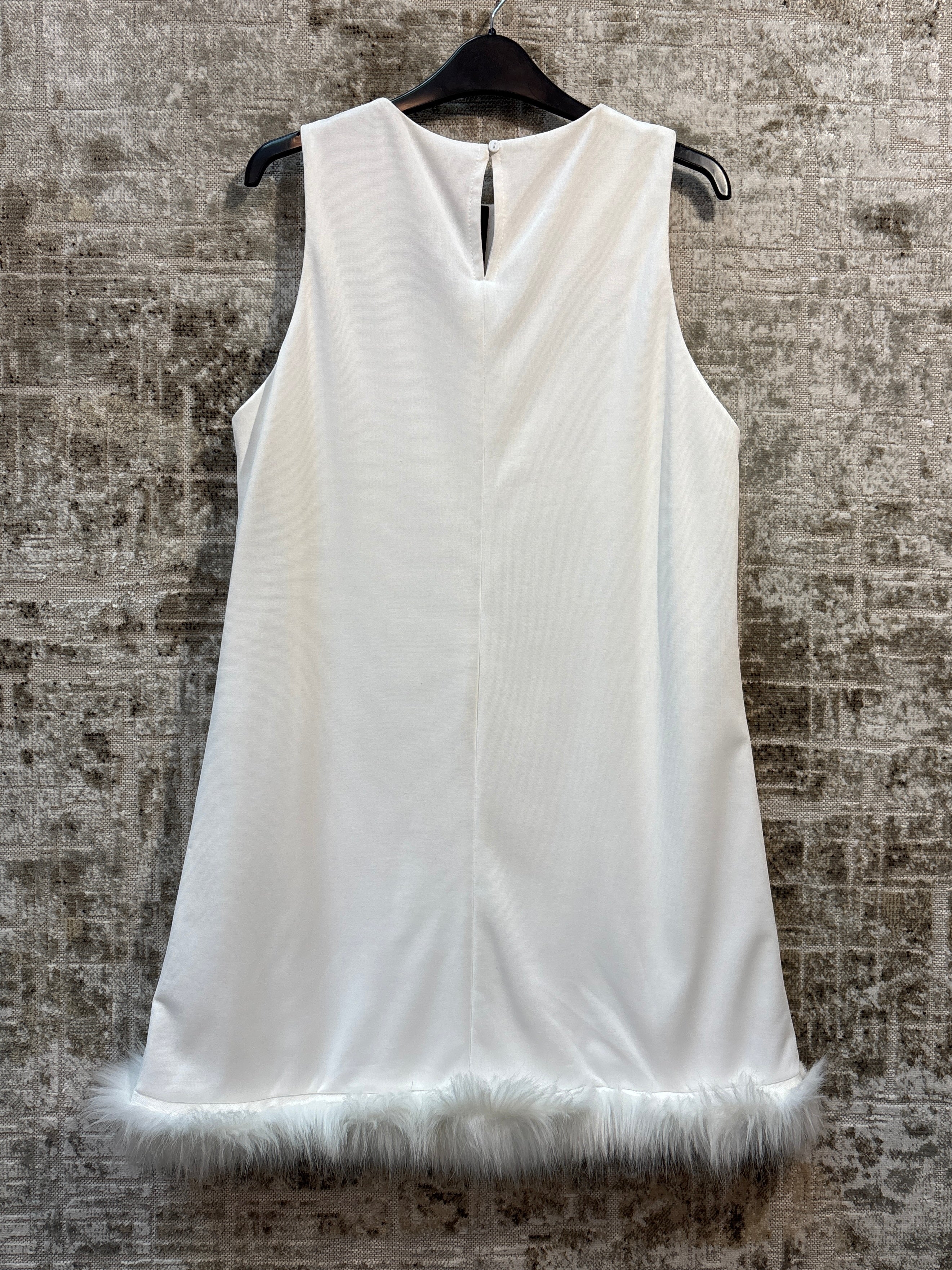 Feather-Trim Sleeveless Shift Dress