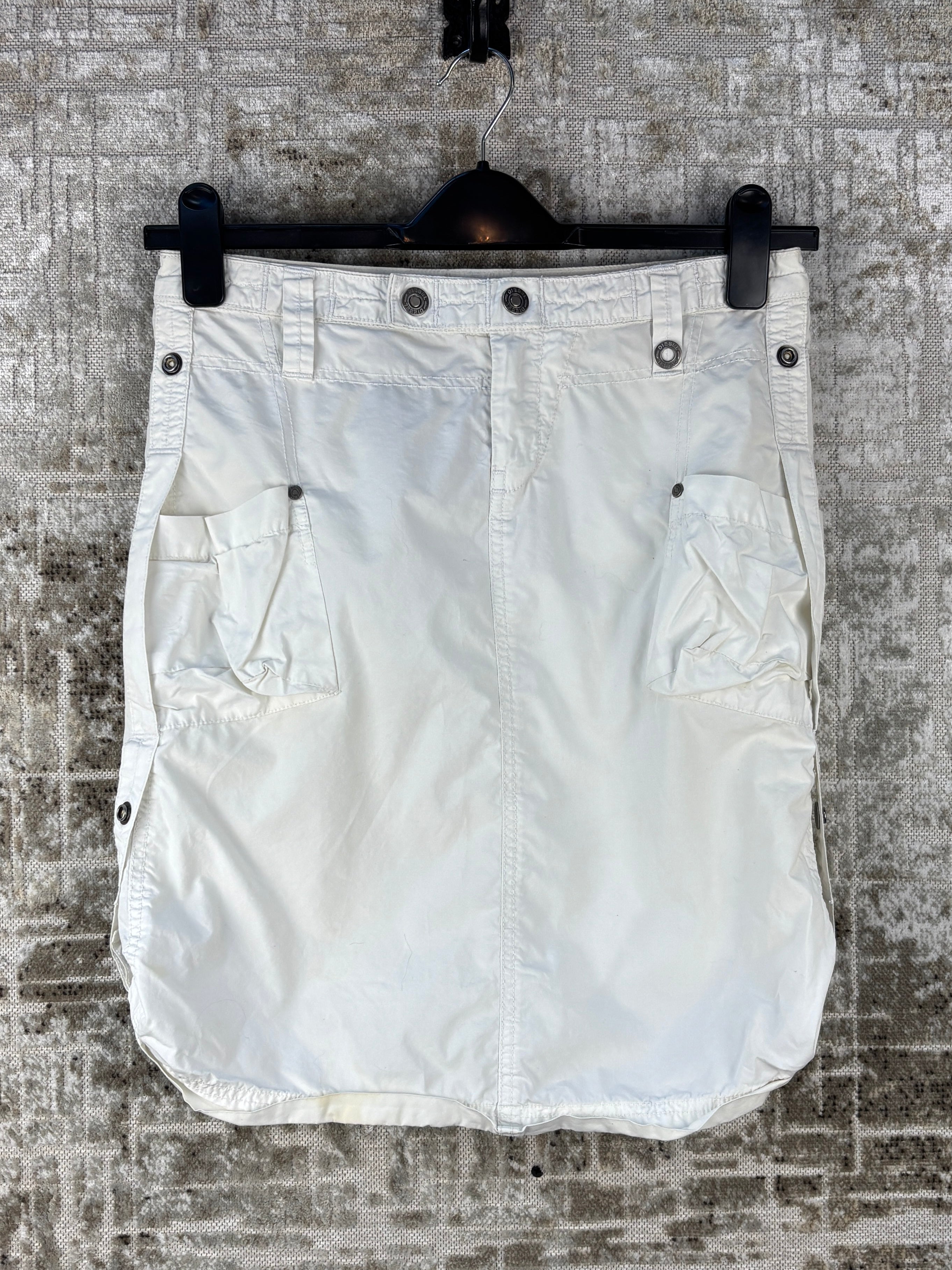 Womens Y2K Diesel White Cargo Skirt