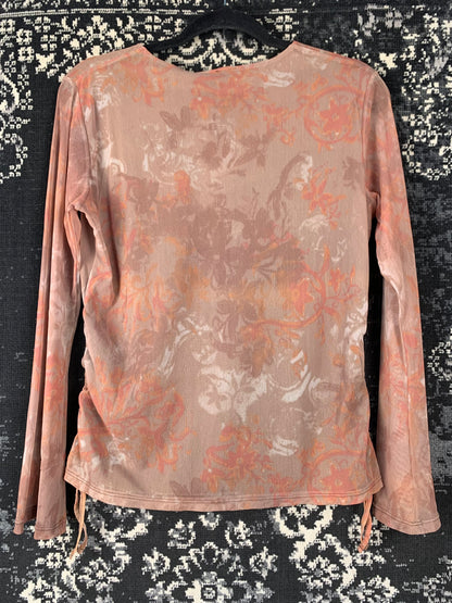 Womens Y2K Mesh Light Brown Fairy Top