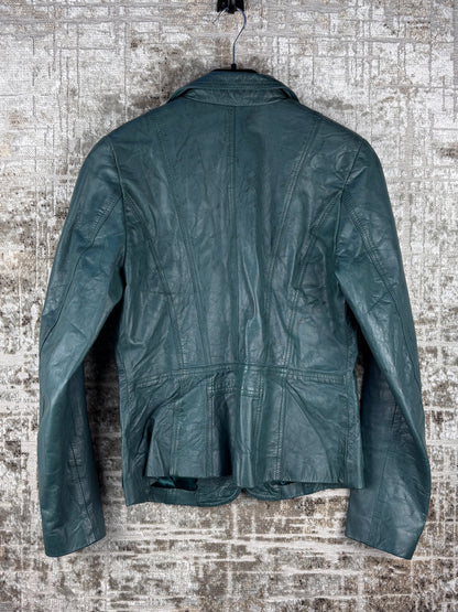 Women's Vintage Green Leather Jacket