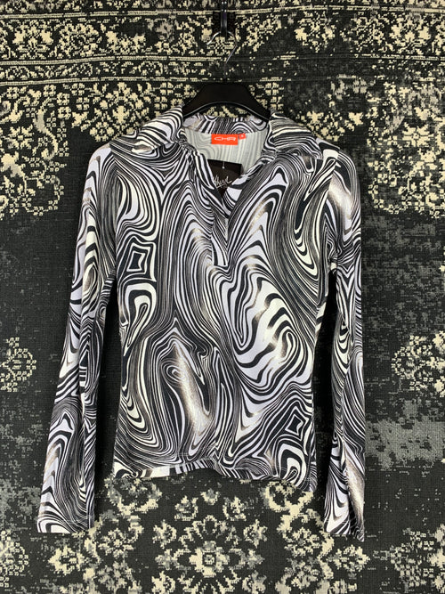 Women's Vintage CHR Zebra Print Long Sleeve Top
