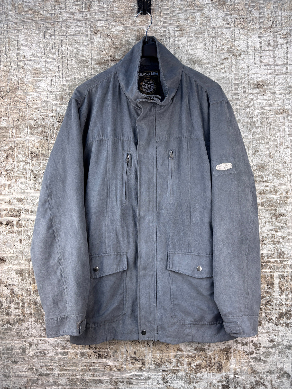 Mens Vintage Gray Suede Jacket Soft Leather Coat