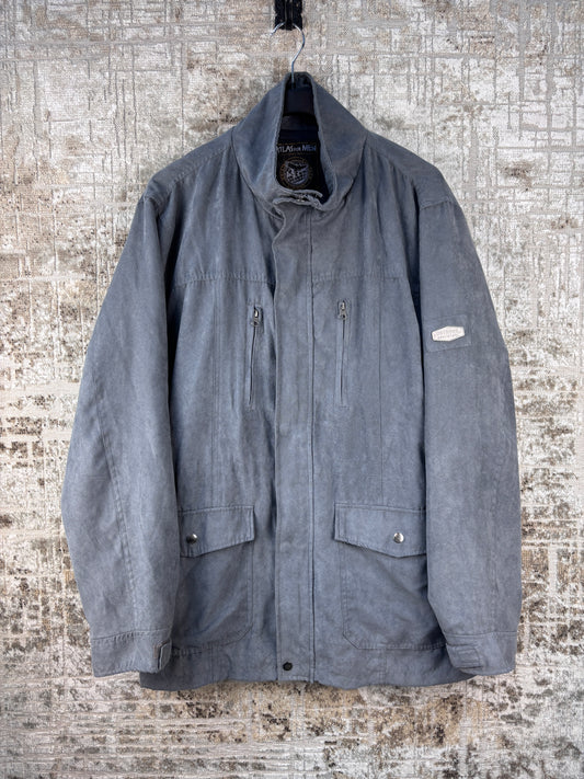 Mens Vintage Gray Suede Jacket Soft Leather Coat
