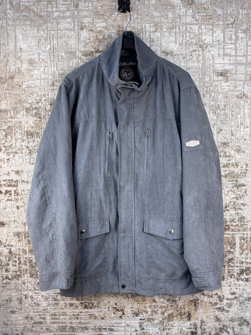 Mens Vintage Gray Suede Jacket Soft Leather Coat