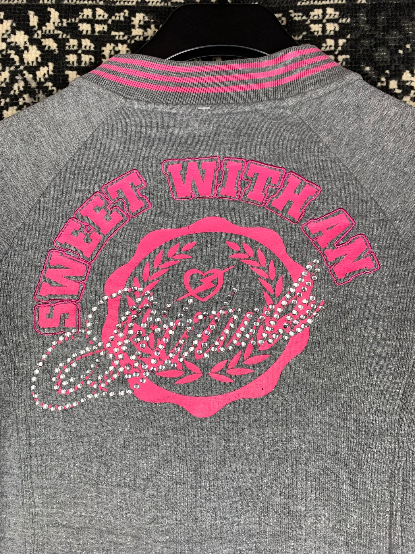 Women's Y2K Grey Beaded Hoodie