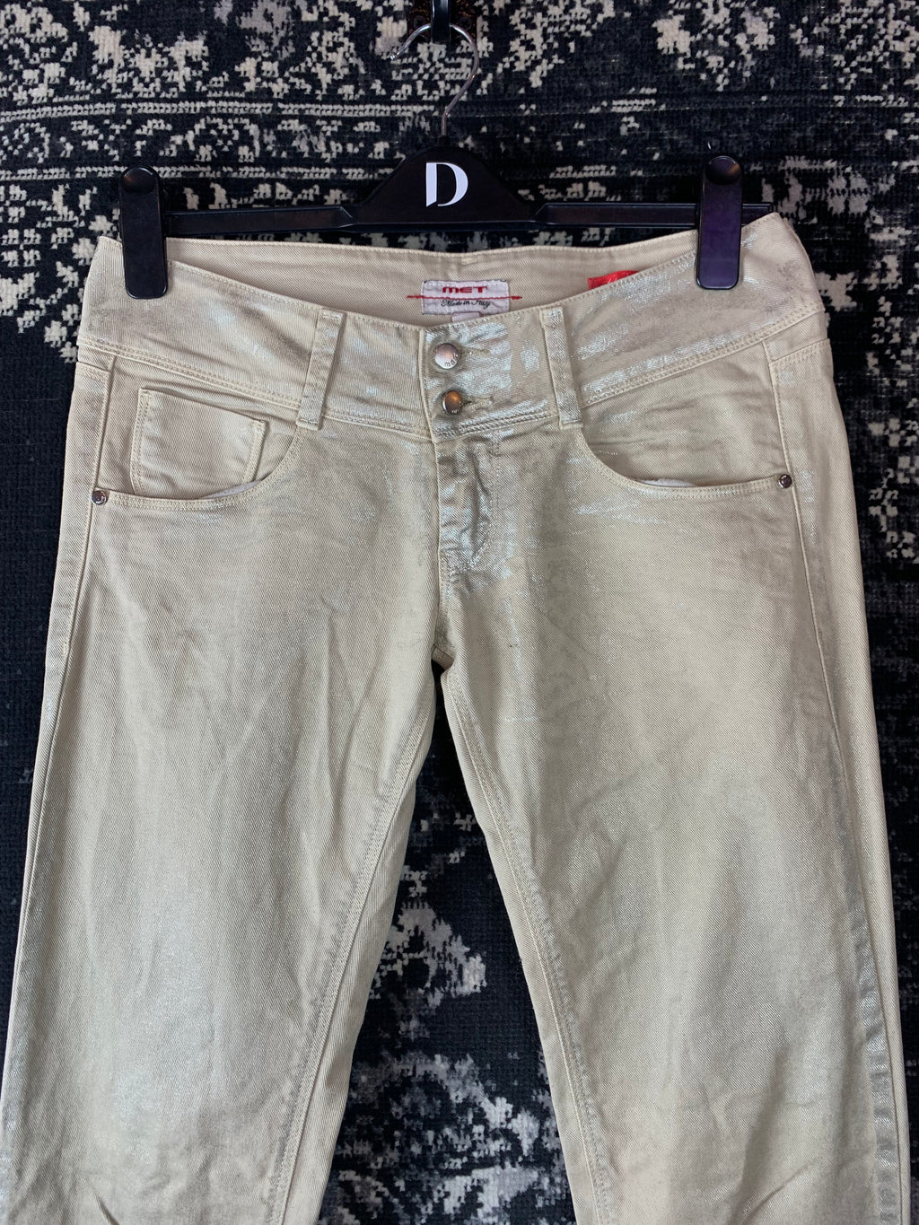 Y2K Women's Angel Style Skinny Fit Creamy Shimmery Jeans