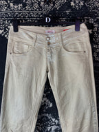 Y2K Women's Angel Style Skinny Fit Creamy Shimmery Jeans