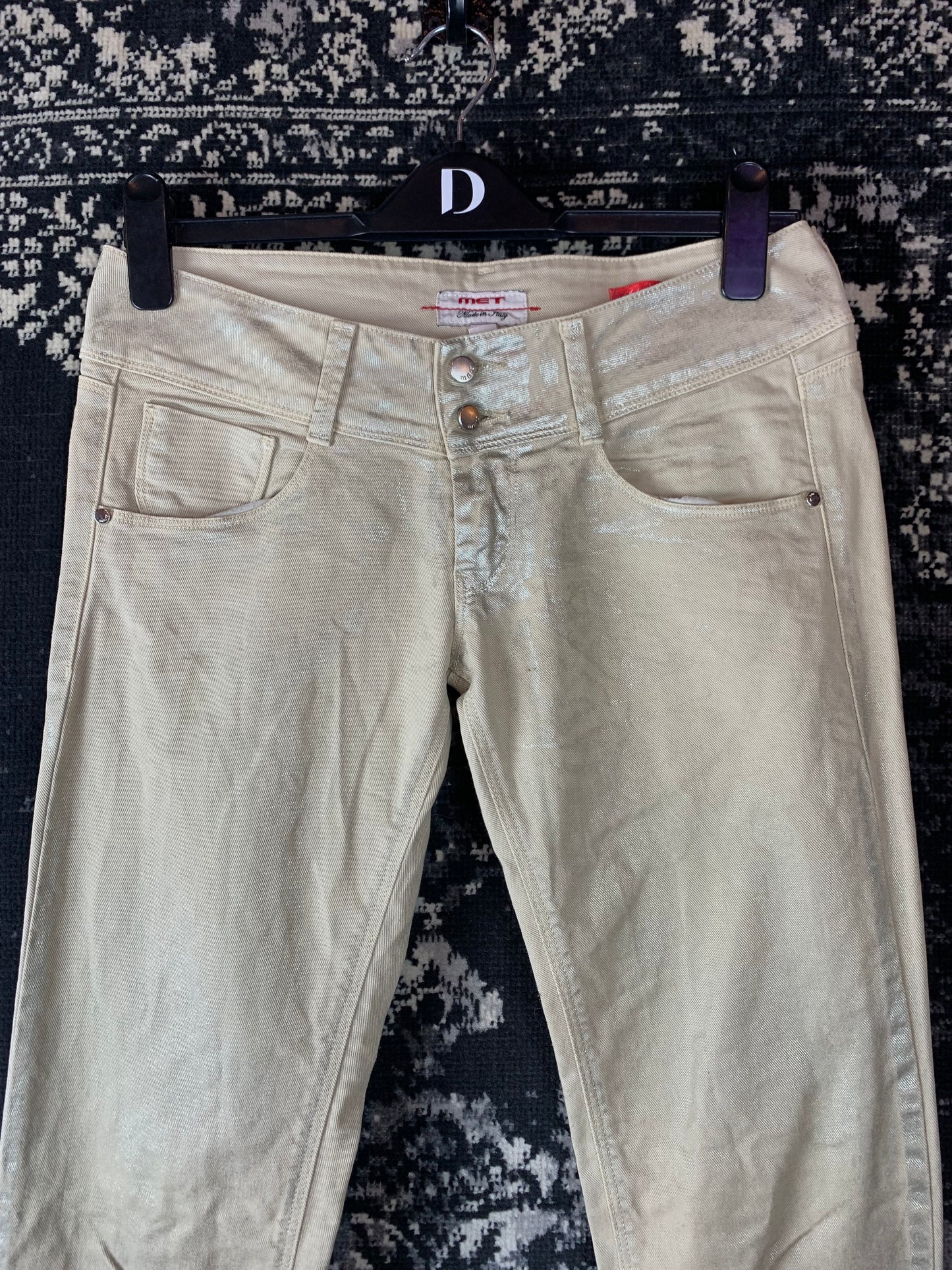 Y2K Women's Angel Style Skinny Fit Creamy Shimmery Jeans