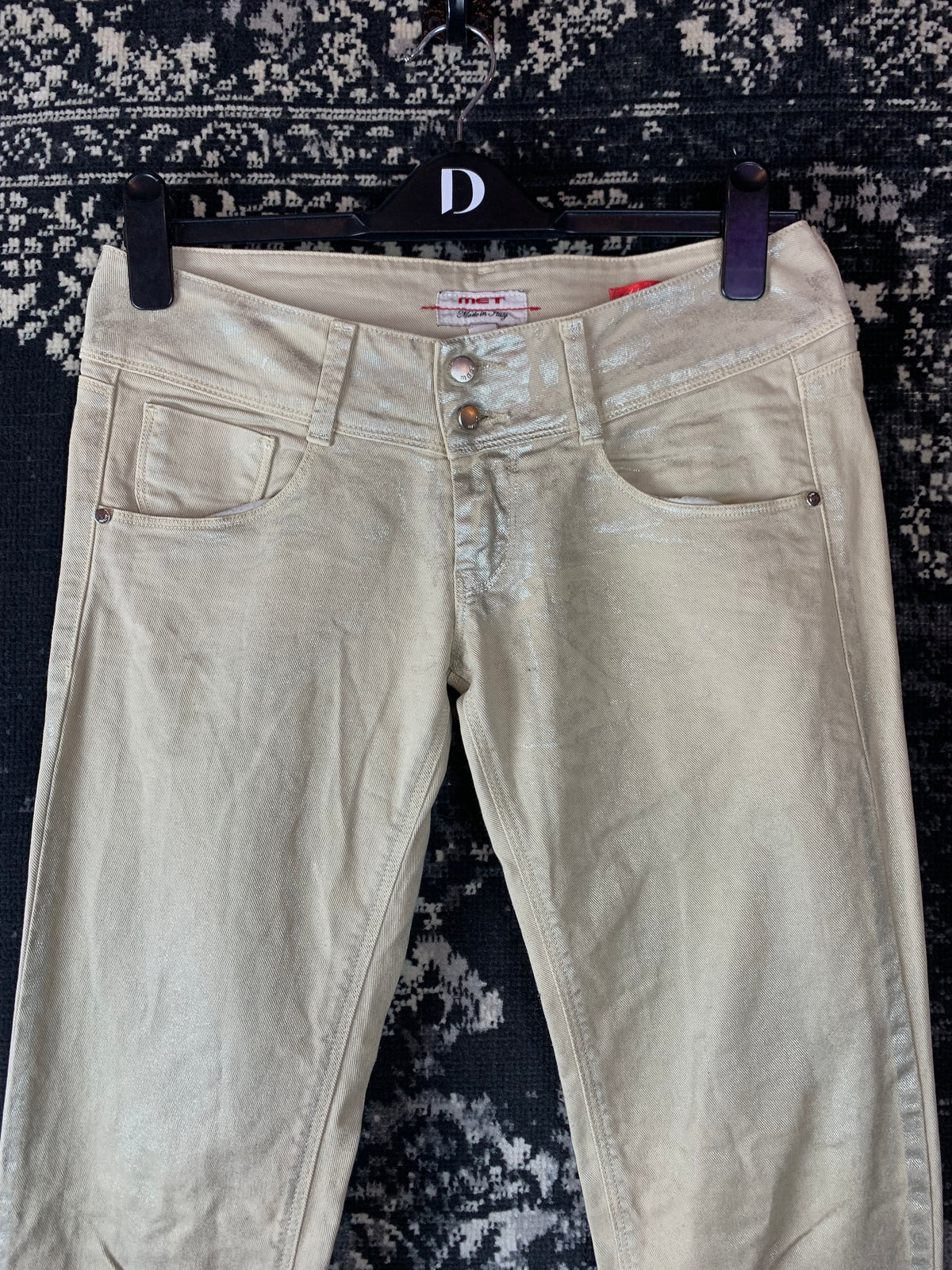 Y2K Women's Angel Style Skinny Fit Creamy Shimmery Jeans