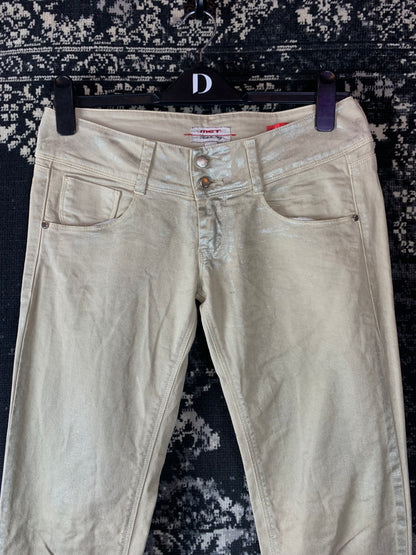 Y2K Women's Angel Style Skinny Fit Creamy Shimmery Jeans