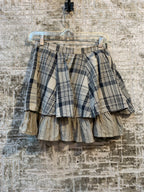 Vintage Plaid Tiered Button-Front Mini Skirt