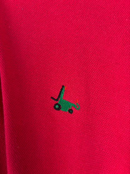 Mens Vintage Red Long Sleeve Polo Shirt