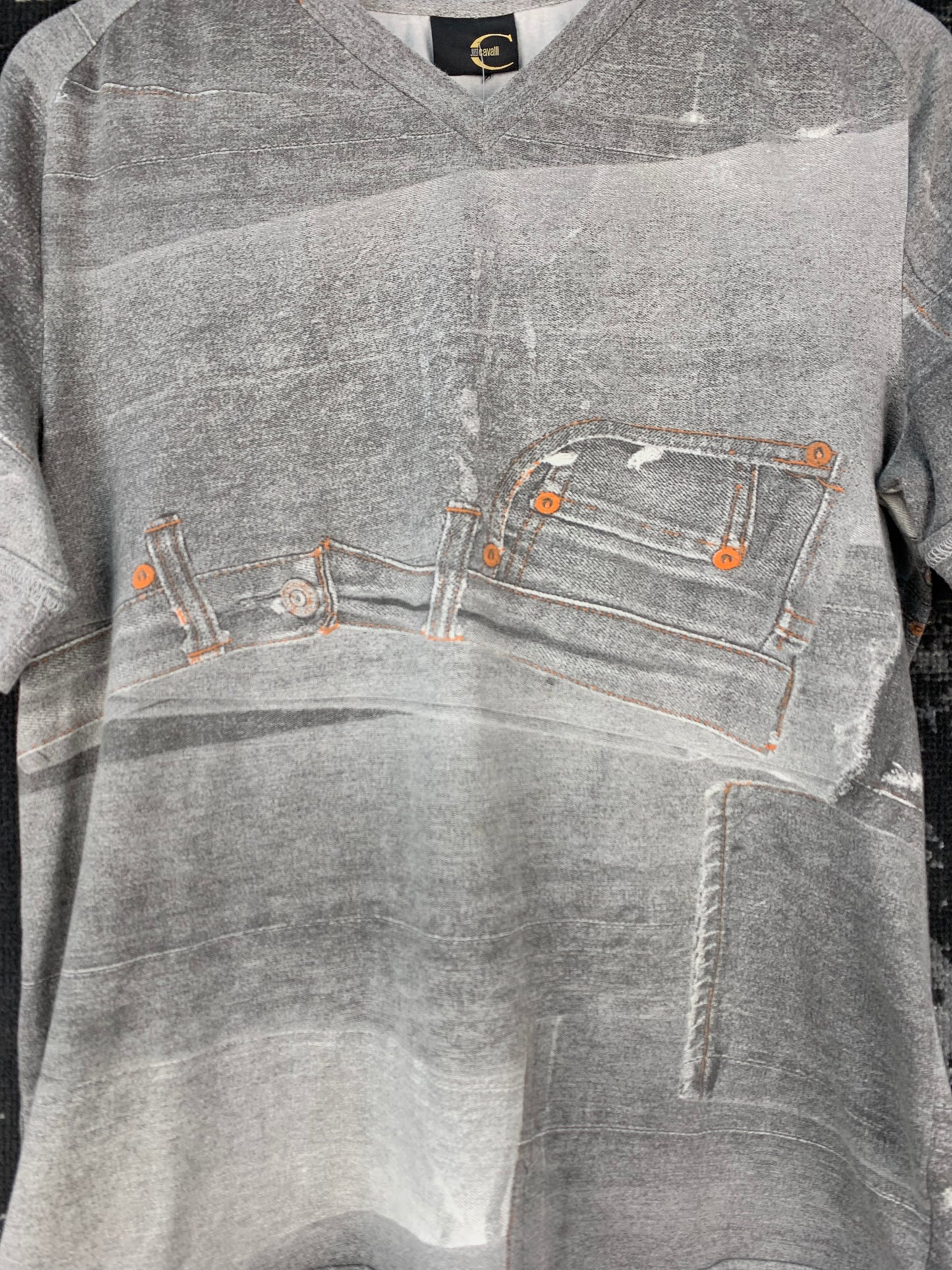 Men's Vintage Just Cavalli Gray Graphic T Shirt