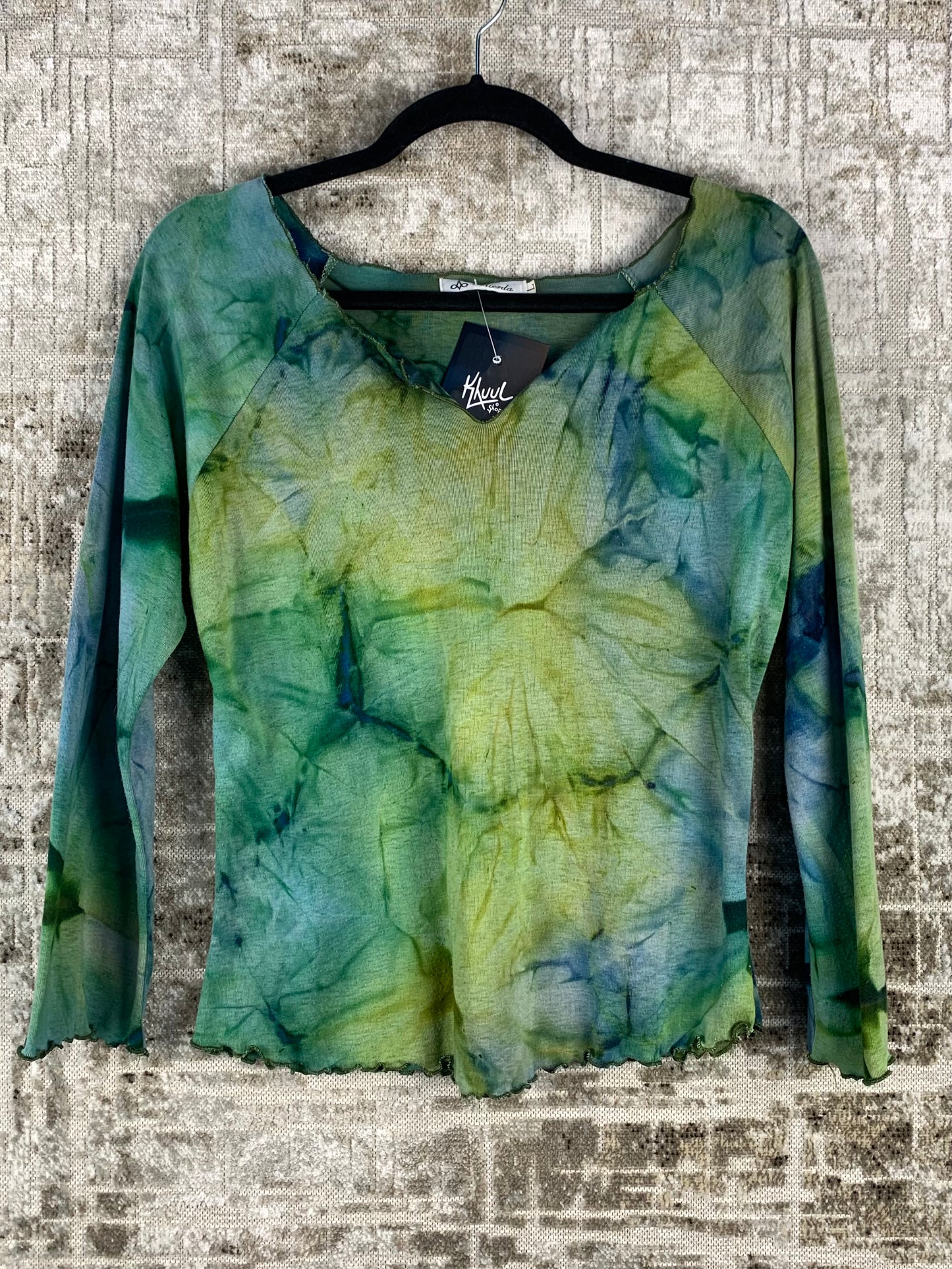 Womens Vintage Y2K Green Tie Dye Top