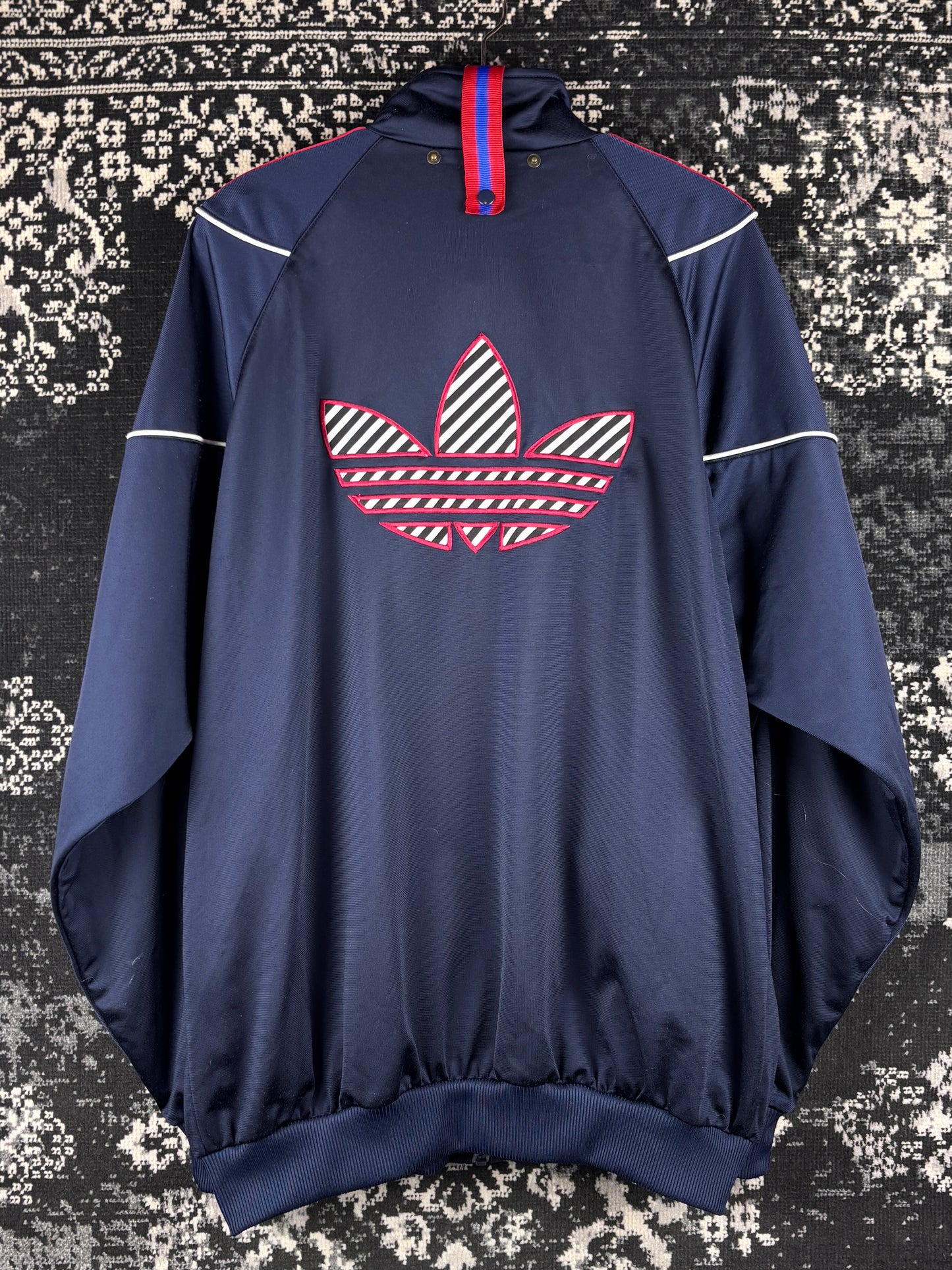 Men's Vintage Dark Blue Multicolor Adidas Originals Track Jacket