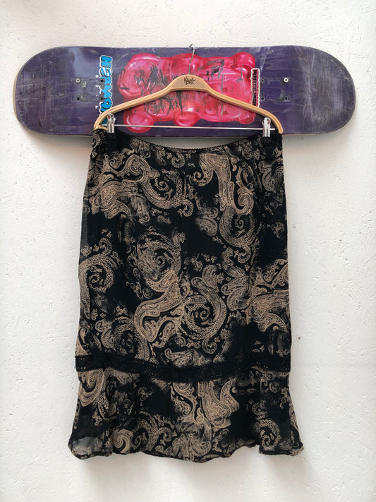 Vintage Promiss Black Paisley Midi Skirt