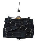 Grommet Cross-Strap Mini Skirt