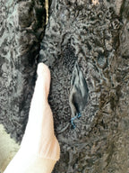 Vintage Black Persian Lamb Fur Longline Coat