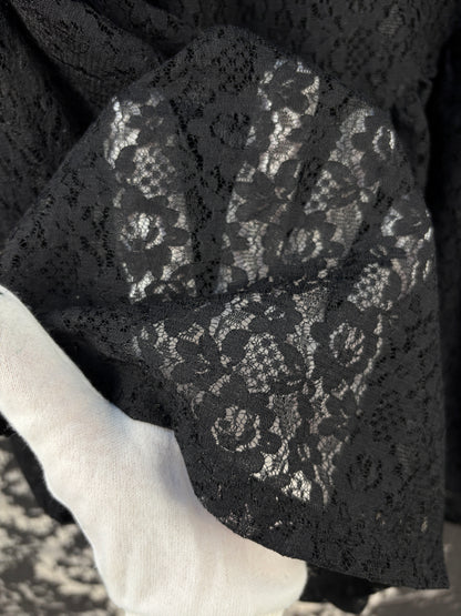 Womens Vintage Black Sheer Lace Mini Dress