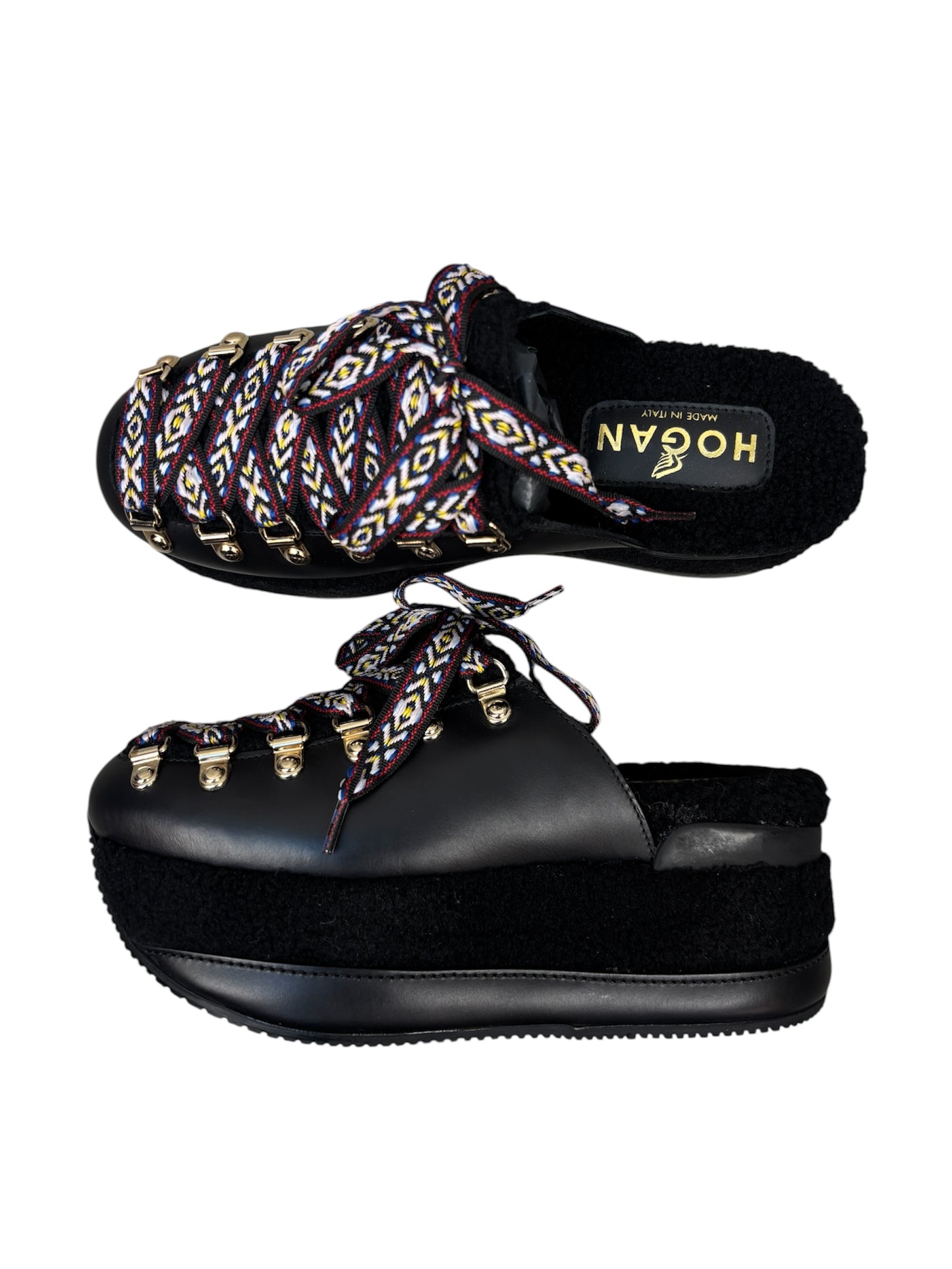 Hogan H466 Platform Lace Up Mules