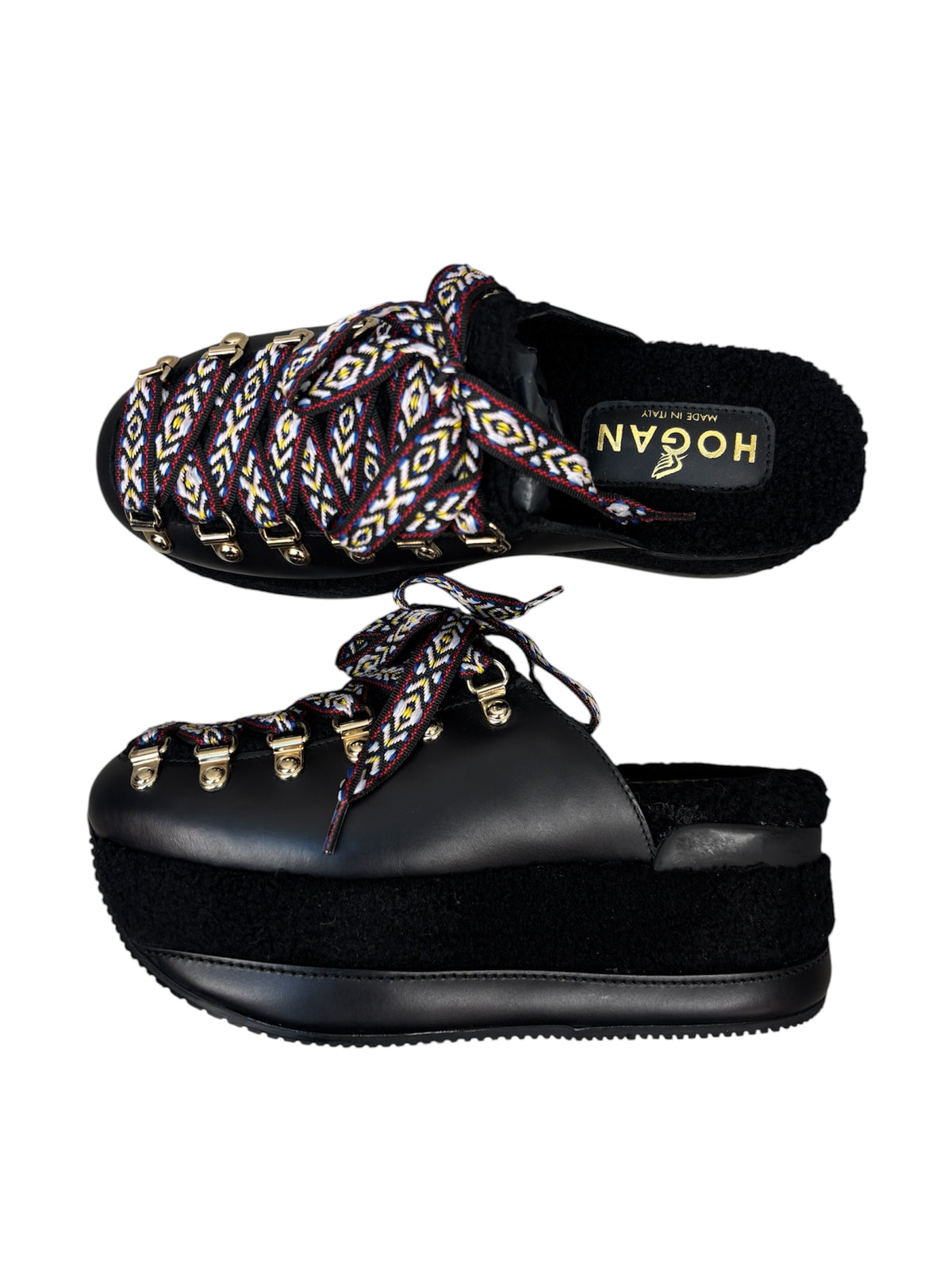 Hogan H466 Platform Lace Up Mules