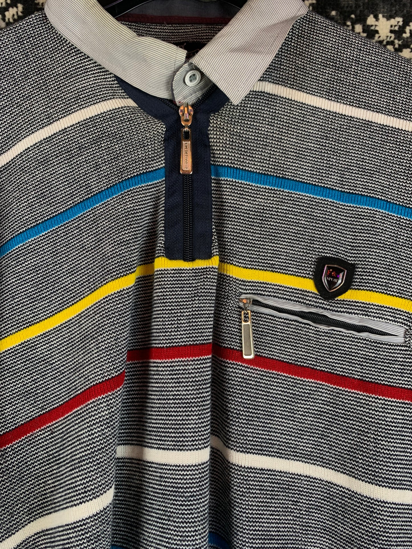 Men's Vintage Striped F&A Sport Polo Jumper