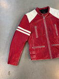 Vintage Red Leather Biker Jacket