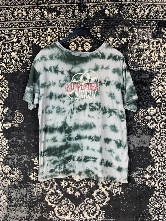 New Roads Grey & Dark Green Tie-Dye “Independent” Graphic T-Shirt