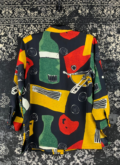 Women's Vintage Funky Multi Pattern Button Up Shirt