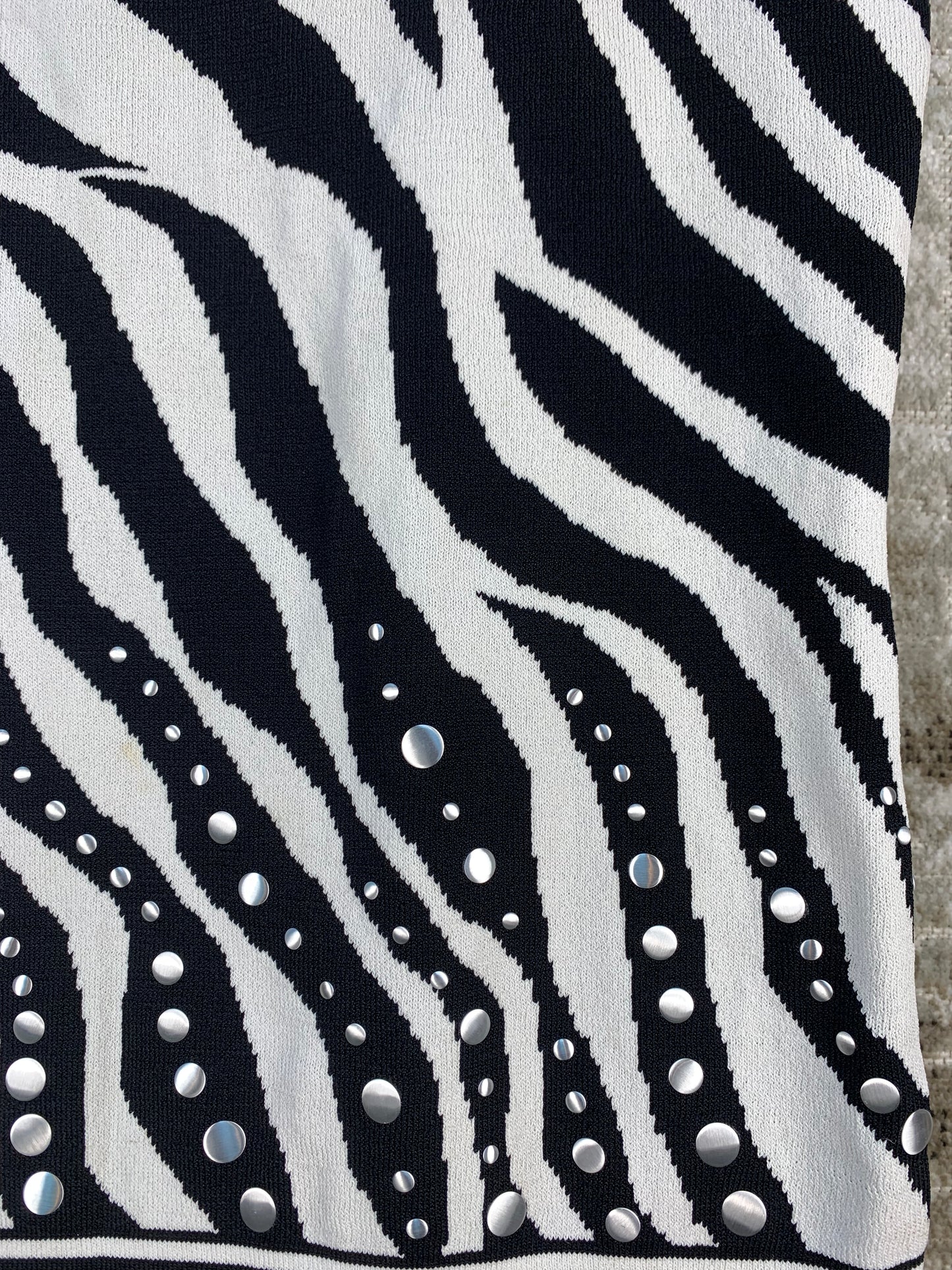 Womens Y2K Zebra Print Studded Top