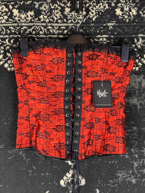 Women's Red Floral Lace Corset