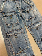 Vintage Men M Bright Multi Pocket Utility Jeans