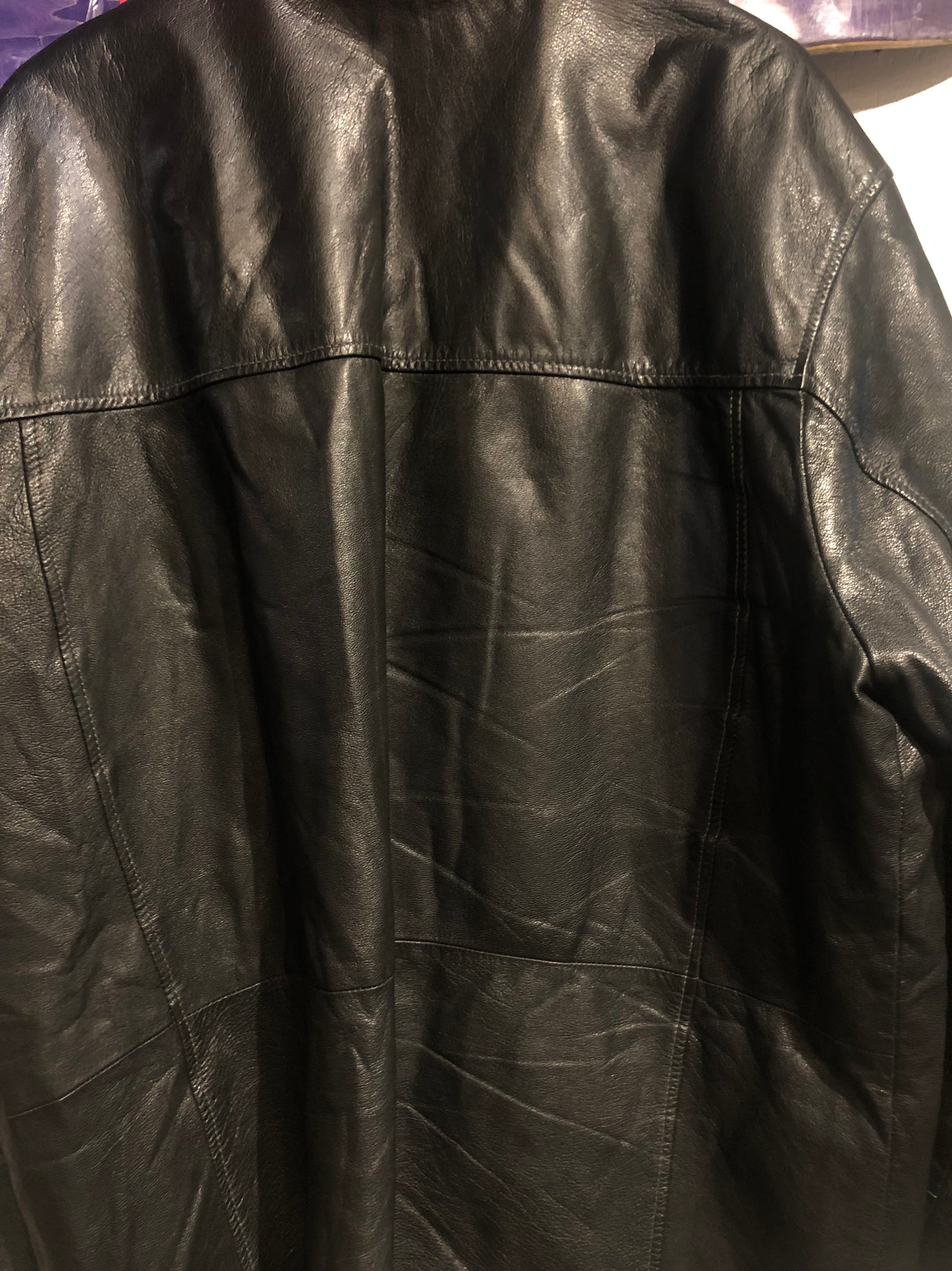 Vintage Black Leather Trench Coat