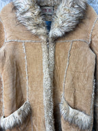 Liyihong Y2K Corduroy Faux Fur Afghan Coat