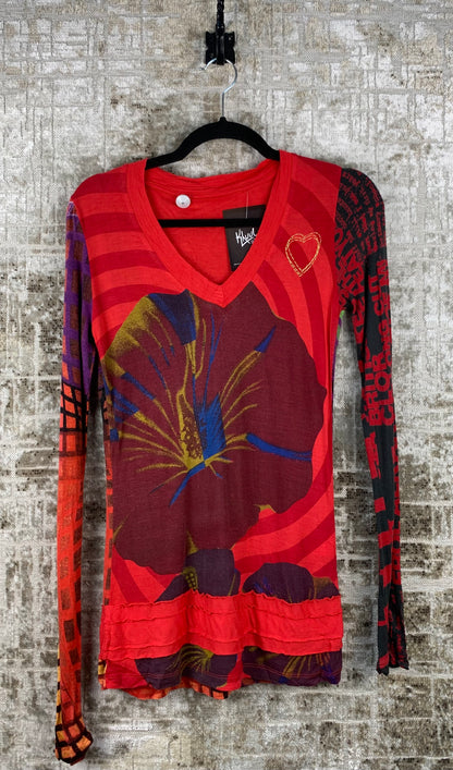 Womens Y2K Desigual Red Mesh Top