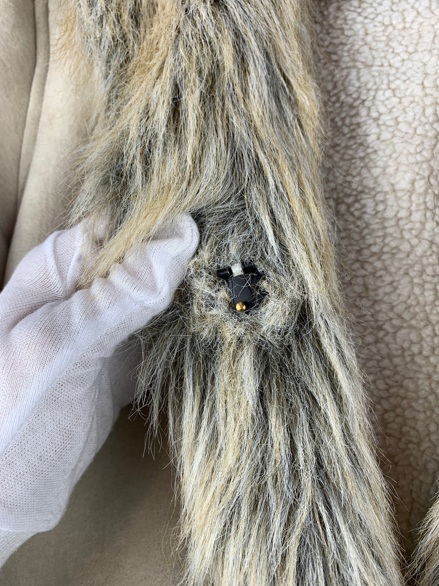 Women's Vintage Beige Faux Shearling Coat