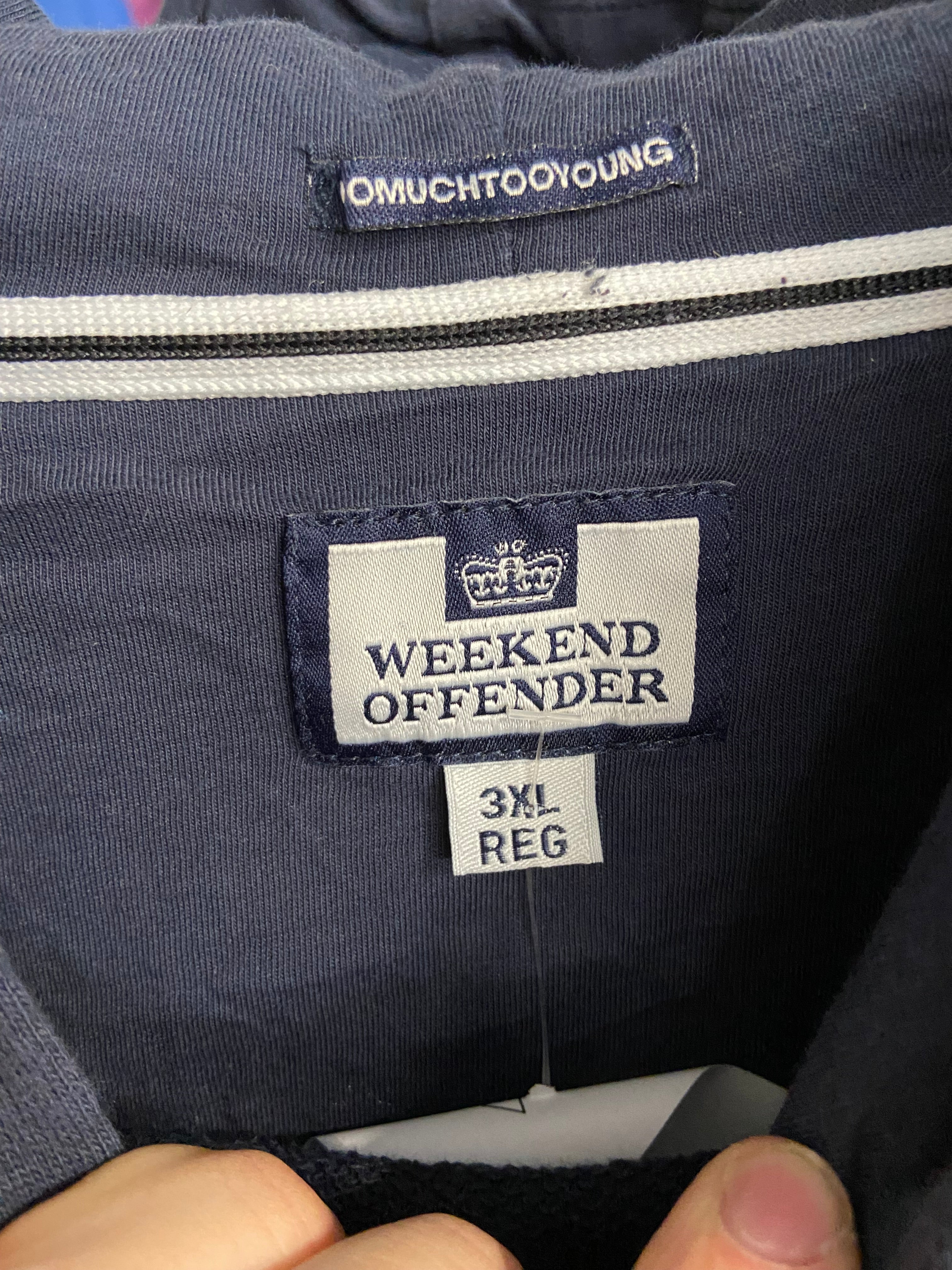 Weekend Offender Hoodie Navy Big Logo Mens XXL Cotton