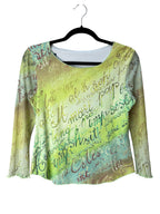 Y2K Script Print Mesh Longsleeve Top