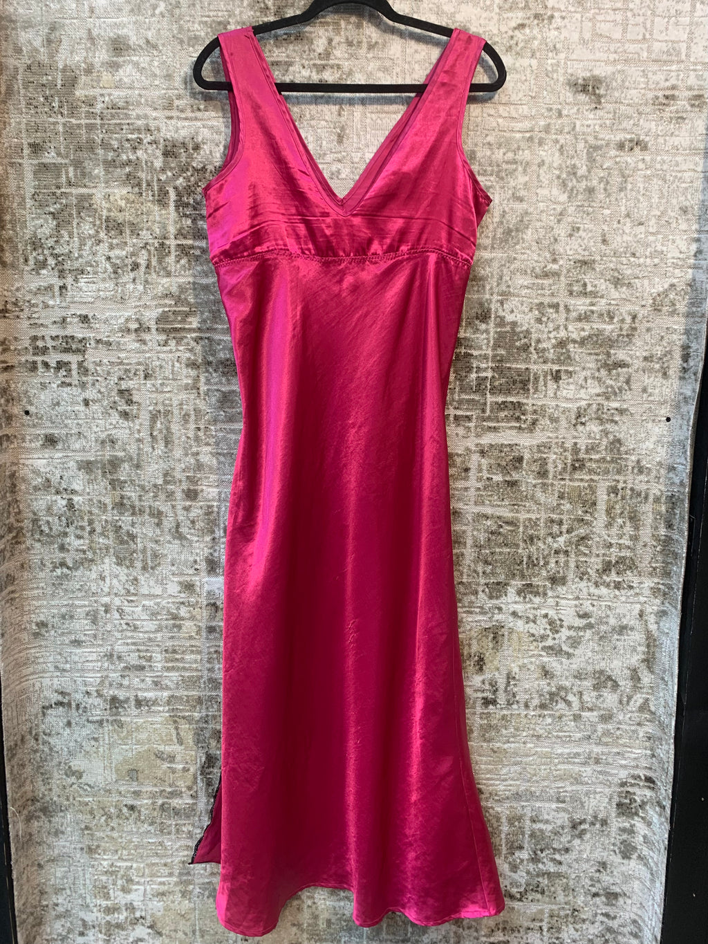 Satin Lace-Trim Maxi Slip Dress
