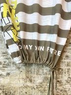 Liberty Woman Striped Slogan Top