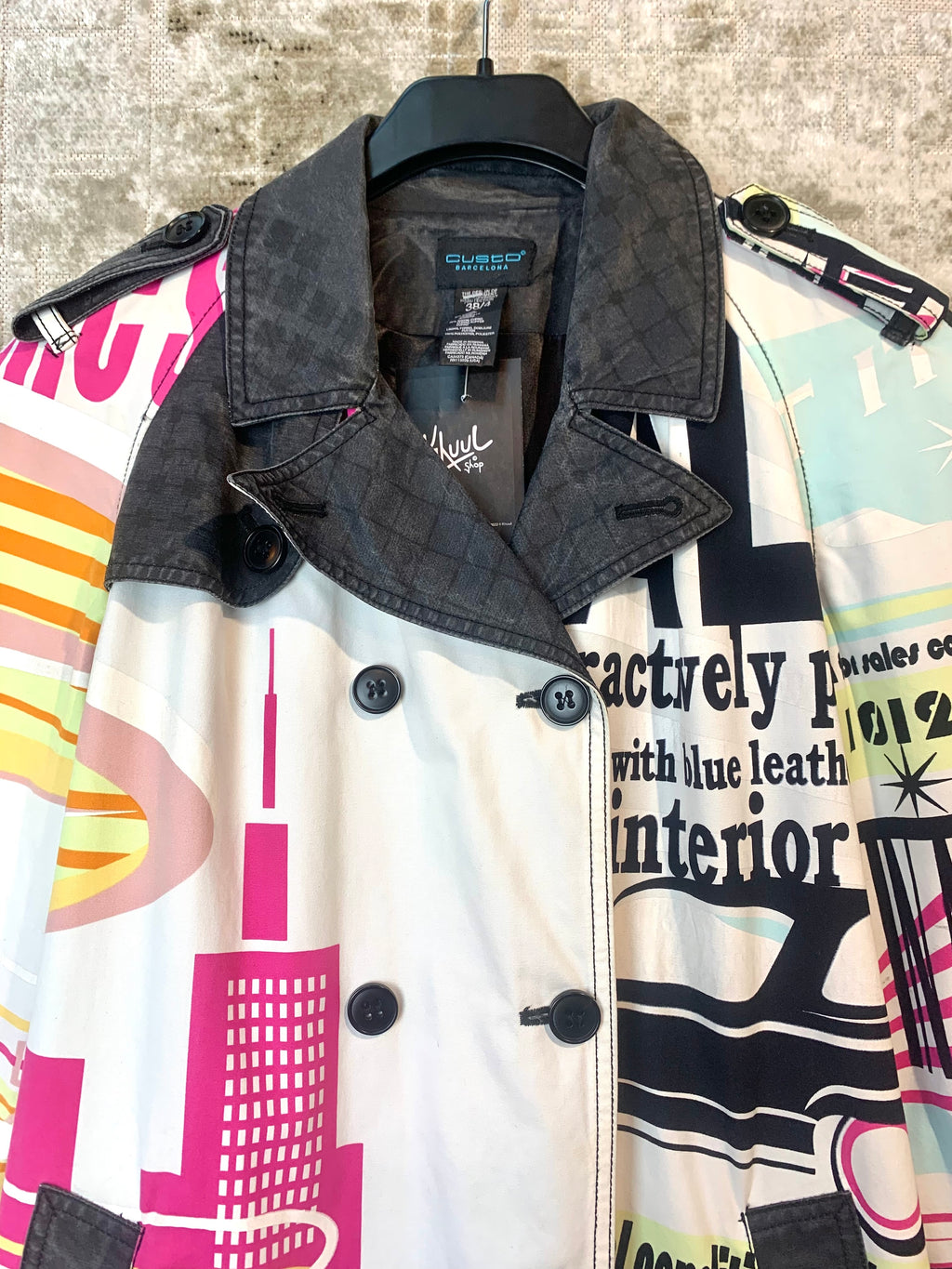 Custo Barcelona Y2K Graphic Print Trench Coat
