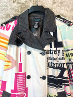 Custo Barcelona Y2K Graphic Print Trench Coat