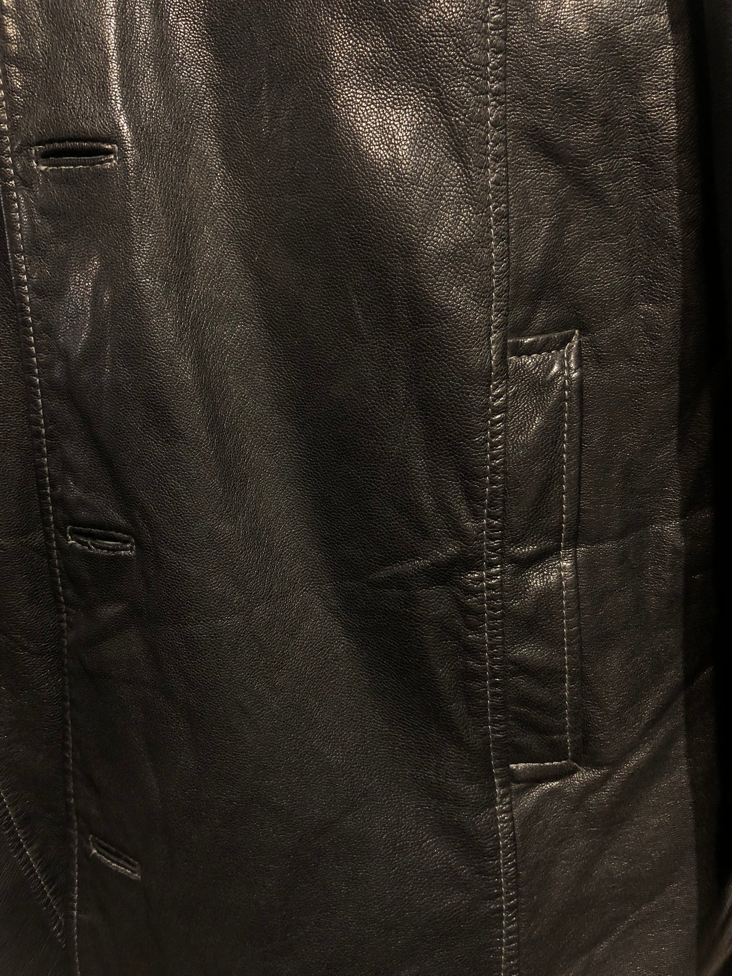 Vintage Black Leather Trench Coat