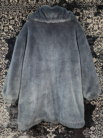 ETAGE Womens Gray Faux Fur Coat
