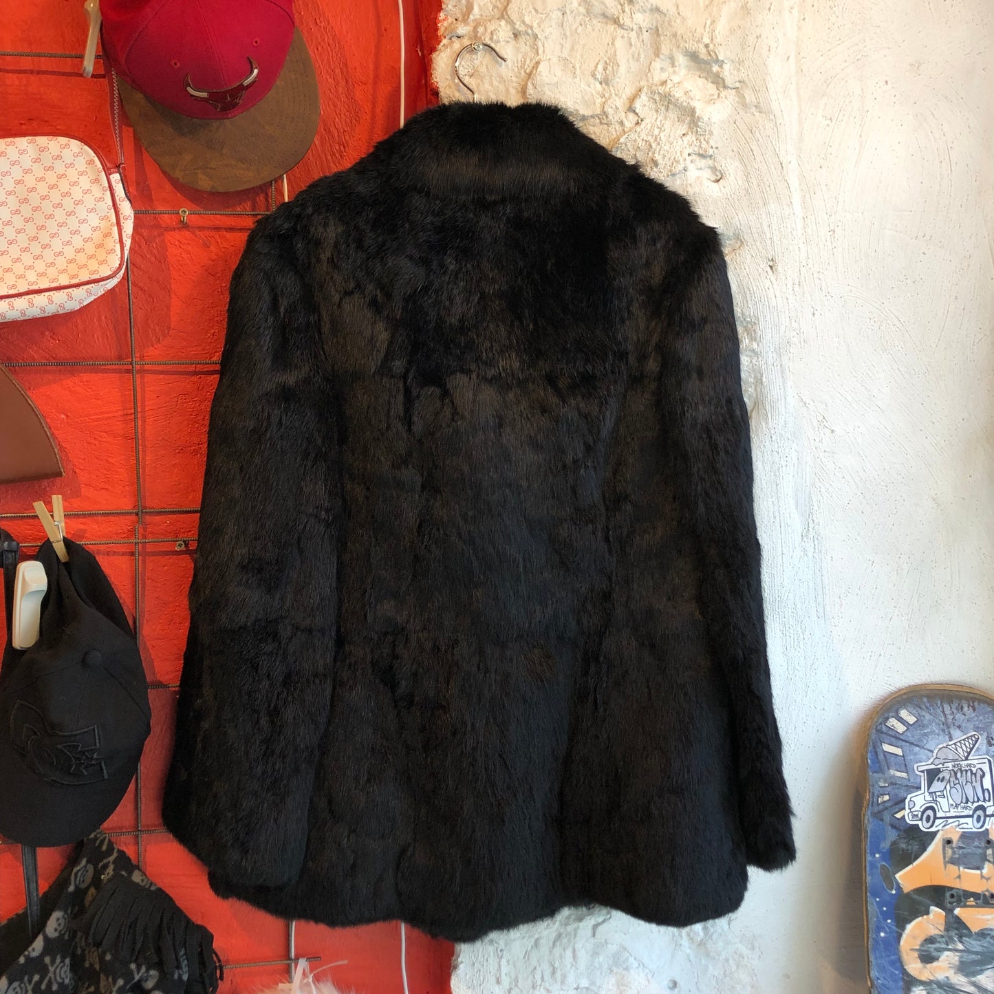 Black Rabbit Fur Coat