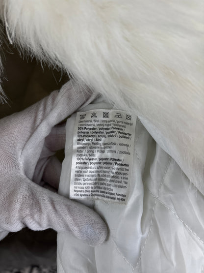 Women's Y2K Style White Soft Faux Fur Coat with Faux Fur Trim