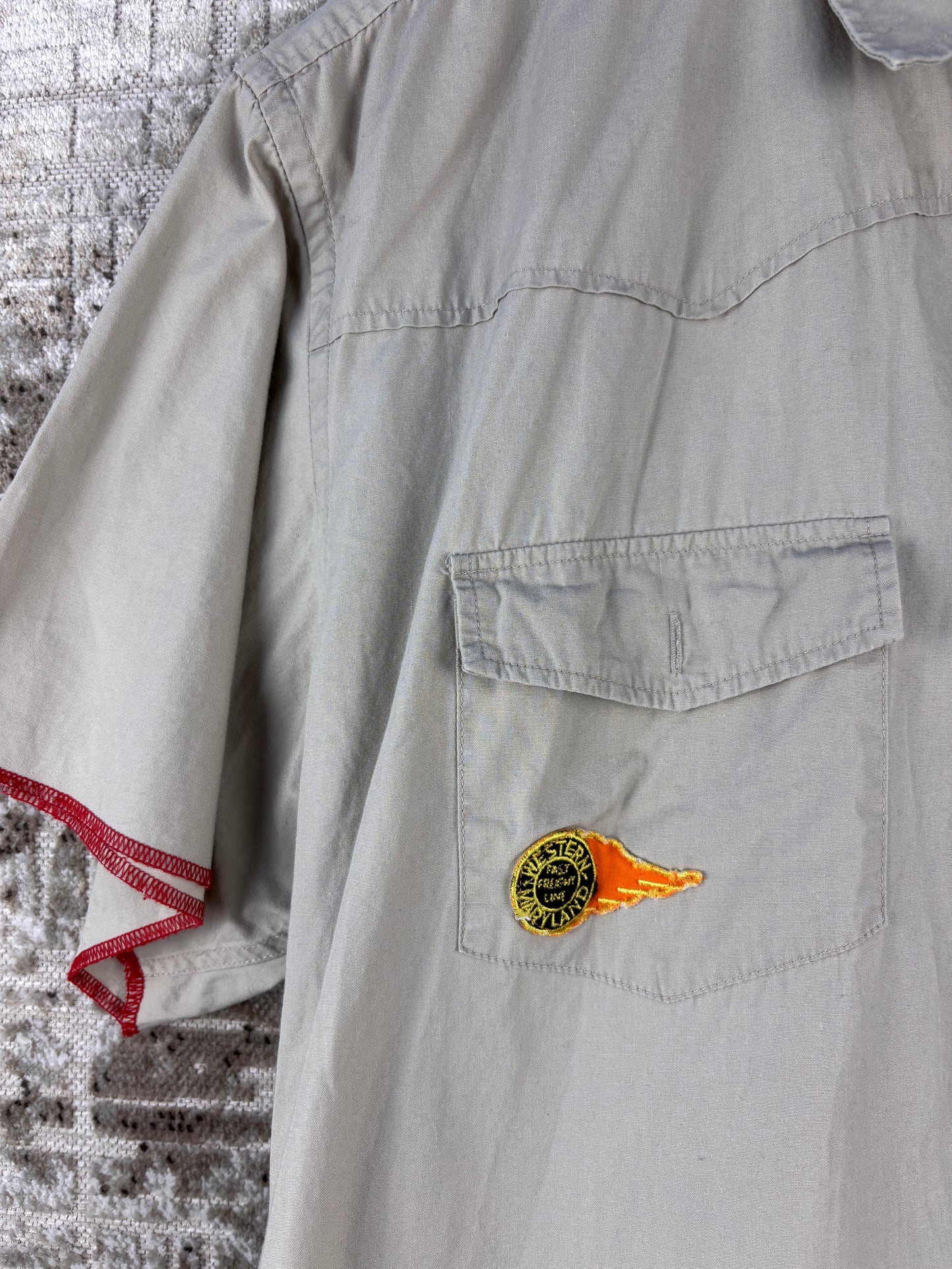 Mens Vintage Batistini Beige Western Button Up Shirt